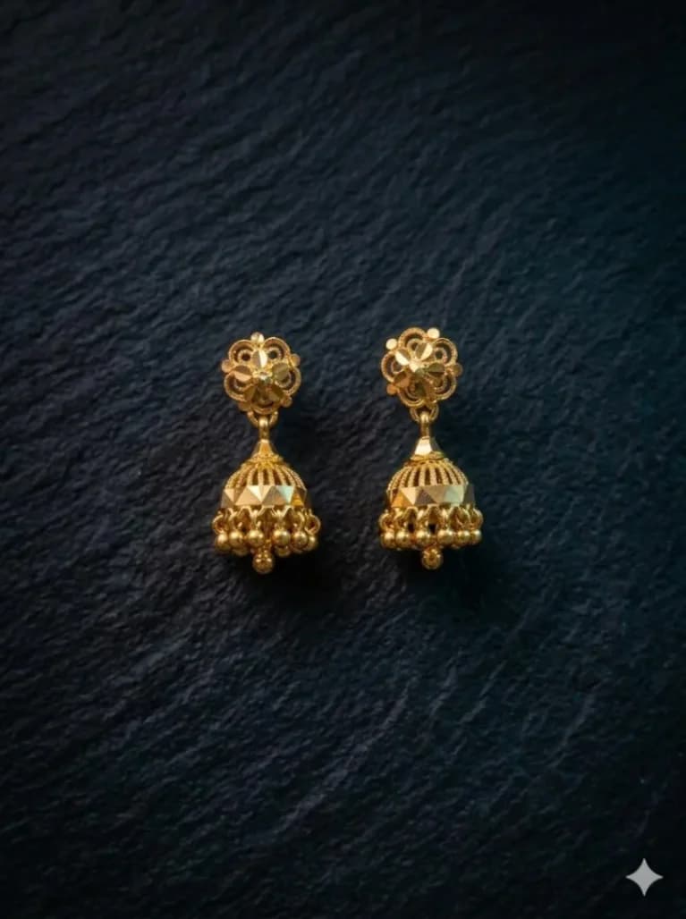 GOLD PLATED SILVER JIMIKKI // கோல்ட் பாலிஷ் வெள்ளி ஜிமிக்கி தோடு