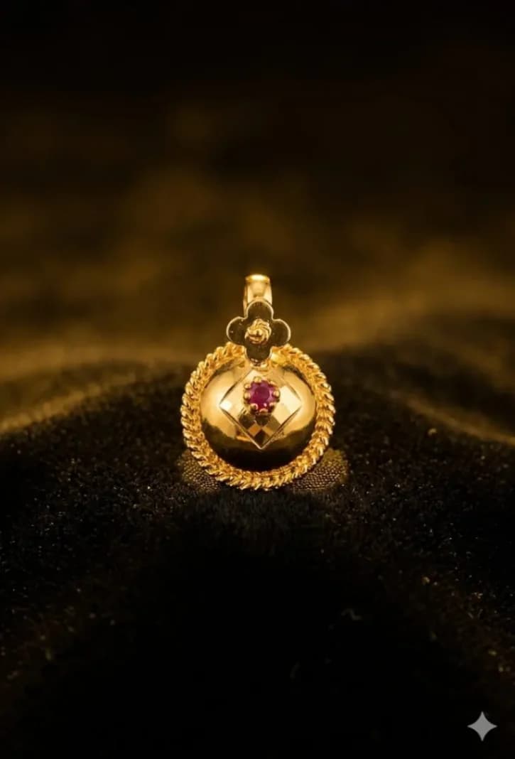 SILVER WITH GOLD PLATED POTTU THALI WITH STONE