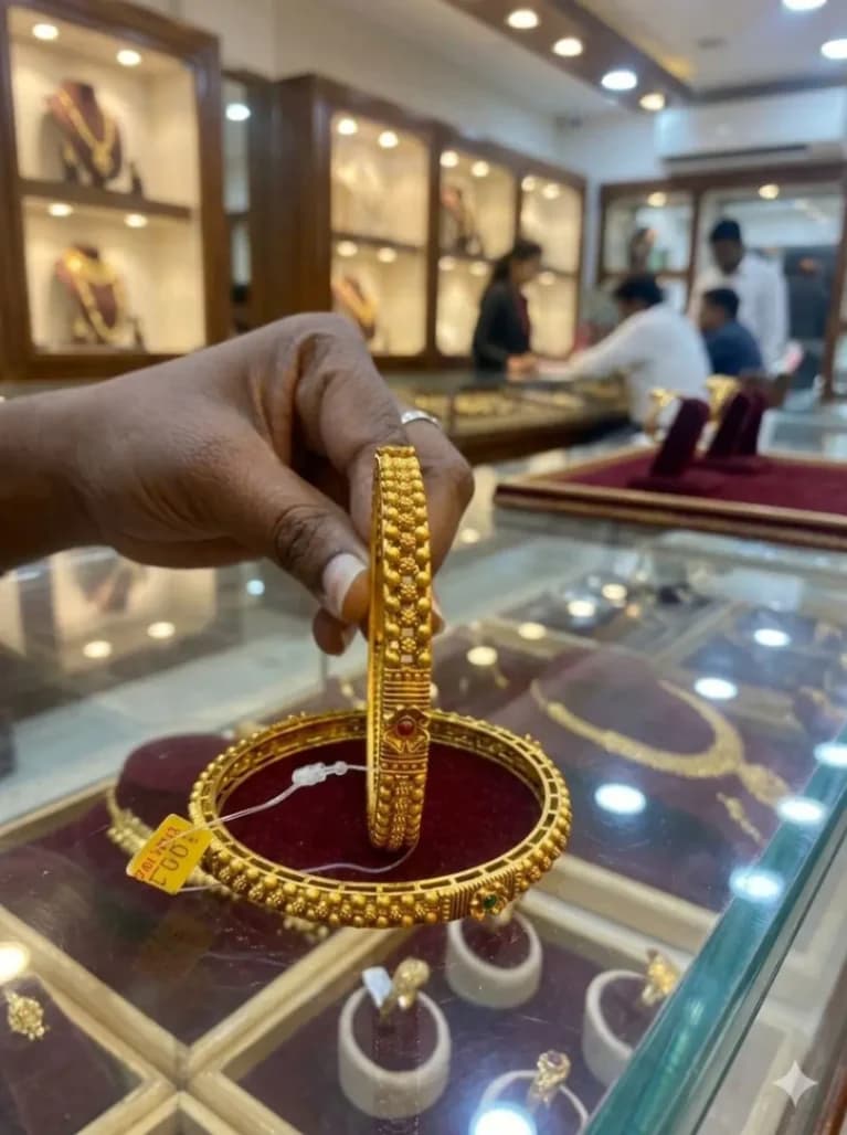 ANTIQUE FLOWER WITH STONE BANGLE // ஆன்ட்டிக் பூ & கல் வளையல்