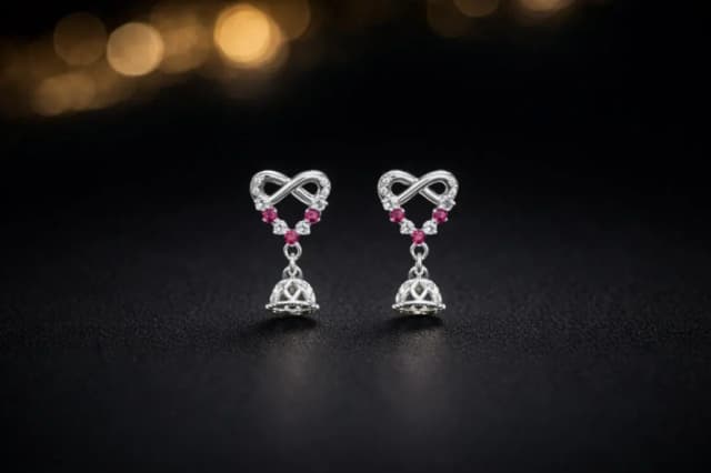 SILVER STUD WITH HANGING DESIGN-1