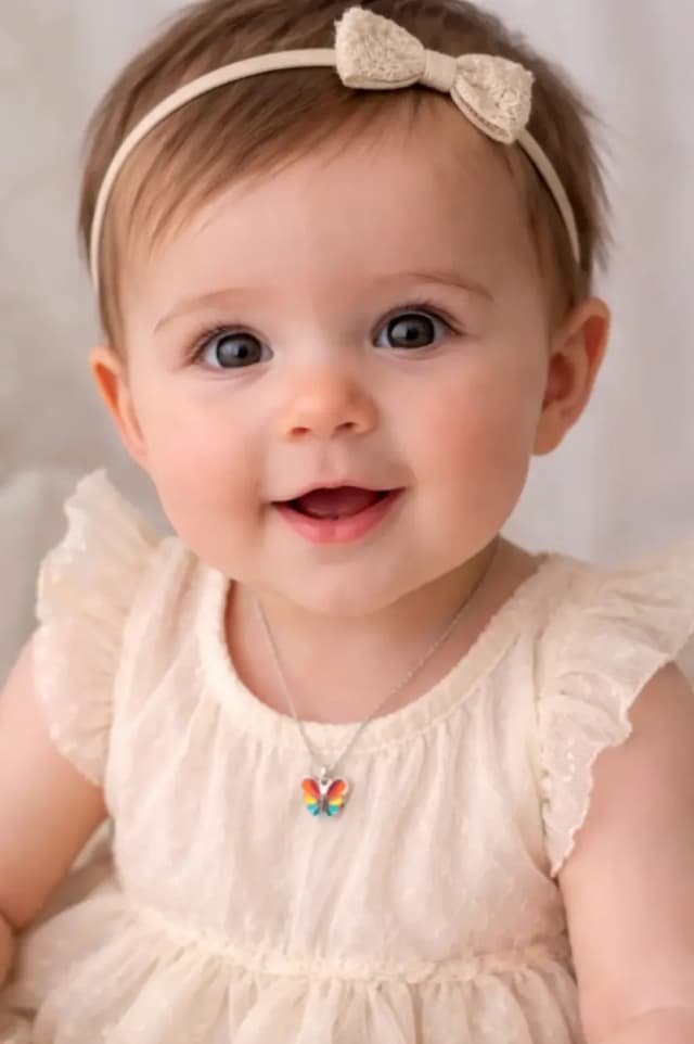 SILVER CHAIN WITH BUTTERFLY DOLLER WEARING BABY-2